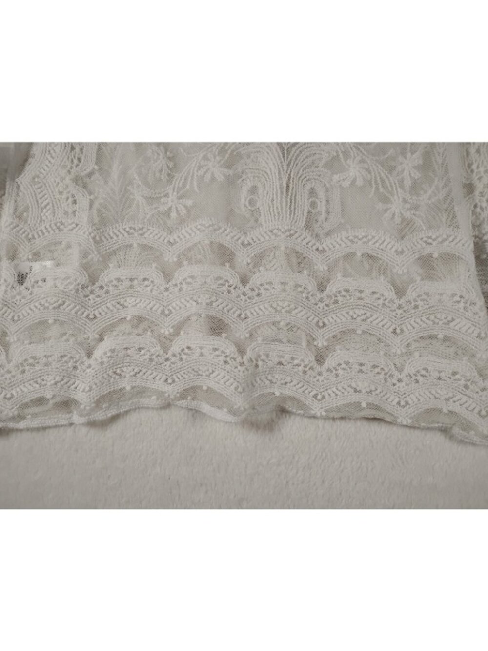 New Rabbit Rabbit Rabbit Designs Sheer Lace Flared Sleeve Blouse Size XL White - Picture 8 of 14